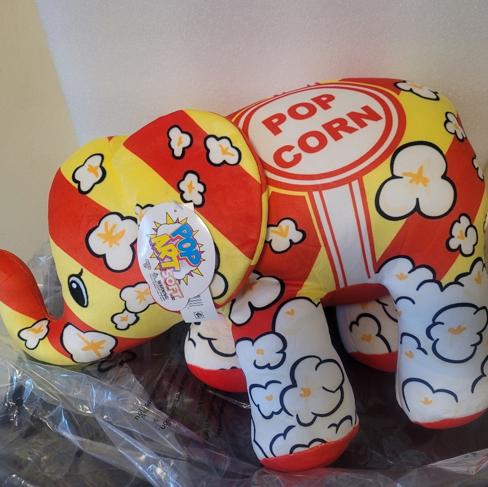 Pop art elephant popcorn stuffy and pillow style stuffy
